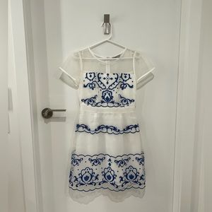 Blue-and-white porcelain style dress